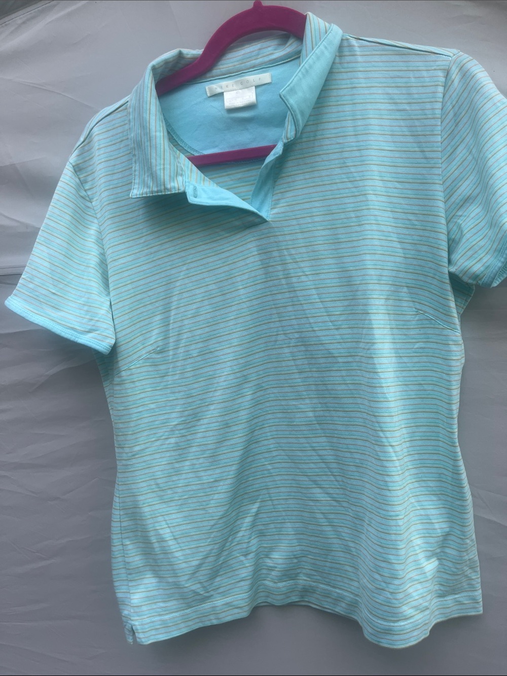 Nike Women's Aqua Striped Short Sleeve Polo Tee